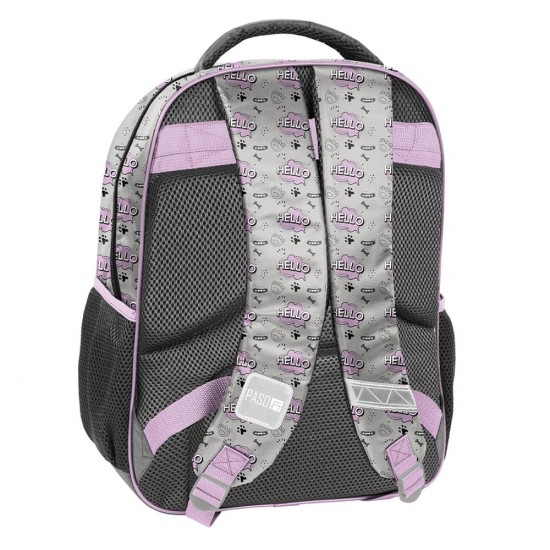 Ghiozdan ergonomic pentru școală, model Hello Little, argintiu-gri  – Paso