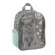Ghiozdan grădiniță cu un compartiment, model Lovely Cat turcoaz-argintiu- Paso