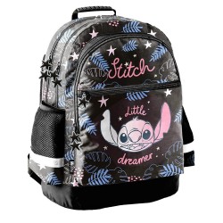 Ghiozdan pentru copii cu două compartimente, model Little Stitch negru - Paso