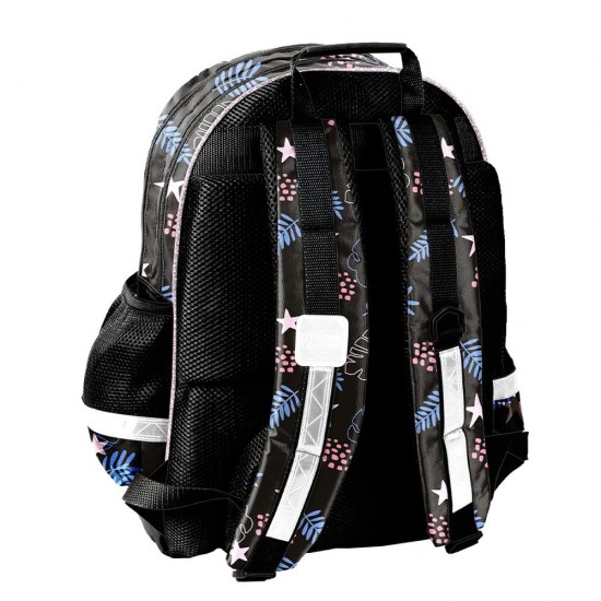 Ghiozdan pentru copii cu două compartimente, model Little Stitch negru - Paso