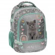 Ghiozdan pentru școală, model Lovely Cat turcoaz-argintiu  - Paso