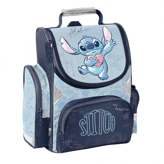 Ghiozdan/rucsac ergonomic copii, model „Hola Stitch”,turcoaz-bleumarin -Paso