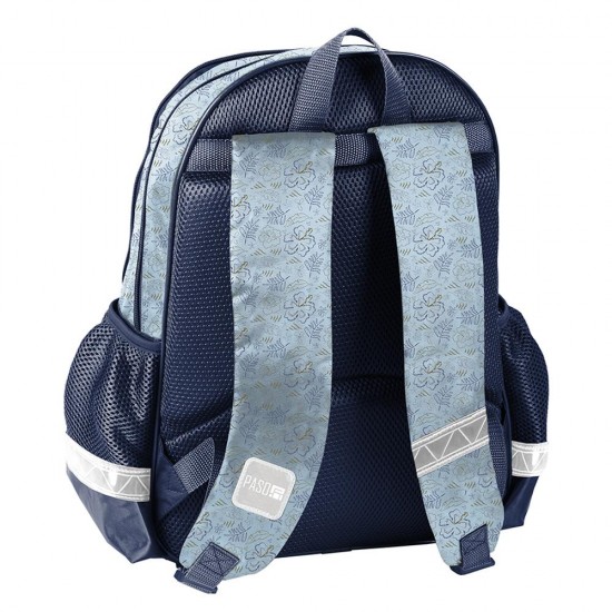 Ghiozdan/rucsac ergonomic pentru școală, model „Hola Stitch”,turcoaz-bleumarin -Paso