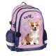 Ghiozdan/rucsac ergonomic pentru școală, model pui de corgi albastru-mov-Paso