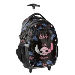 Ghiozdan tip troler cu roți, model Little Stitch negru - Paso