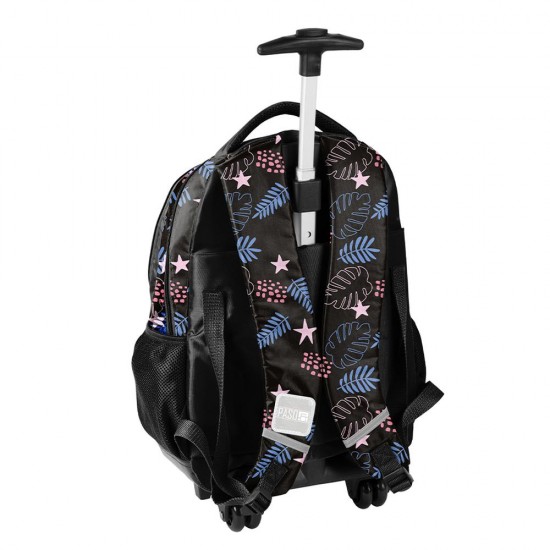 Ghiozdan tip troler cu roți, model Little Stitch negru - Paso