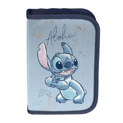 Penar copii cu un compartiment, fără rechizite, pliabil ,model „Hola Stitch”,turcoaz-bleumarin -Paso