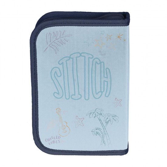 Penar copii cu un compartiment, fără rechizite, pliabil ,model „Hola Stitch”,turcoaz-bleumarin -Paso