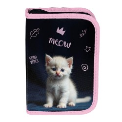 Penar copii cu un compartiment, fără rechizite, pliabil, model Meow Cat – Paso