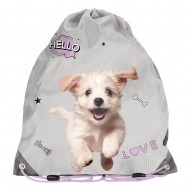 Rucsac copii tip sac cu șnur ,model Hello Little ,argintiu-gri  – Paso