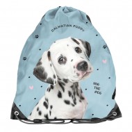 Rucsac copii tip sac cu șnur, model pui de dalmațian, albastru deschis - Paso
