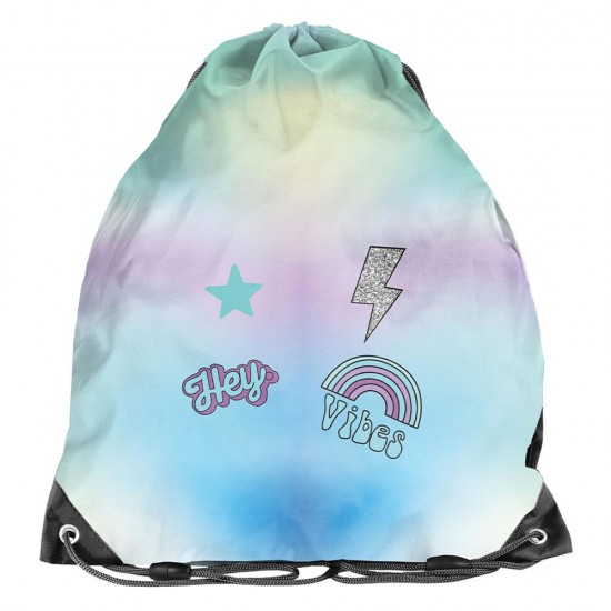 Rucsac copii tip sac cu șnur,  model Shine Wonderland turcoaz-roz -Paso