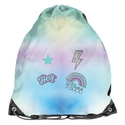 Rucsac copii tip sac cu șnur,  model Shine Wonderland turcoaz-roz -Paso