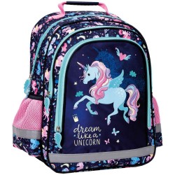 Ghiozdan copii cu două compartimente, model unicorn